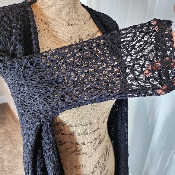 Rachel Cole - Black Lace Open Cardigan in Size Large - Picture 4 of 7